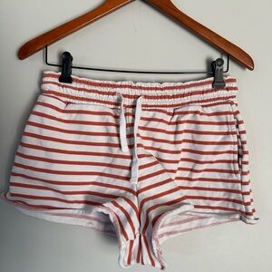 American Eagle Outfitters Burnt Orange and White Striped Relaxed Fit Shorts